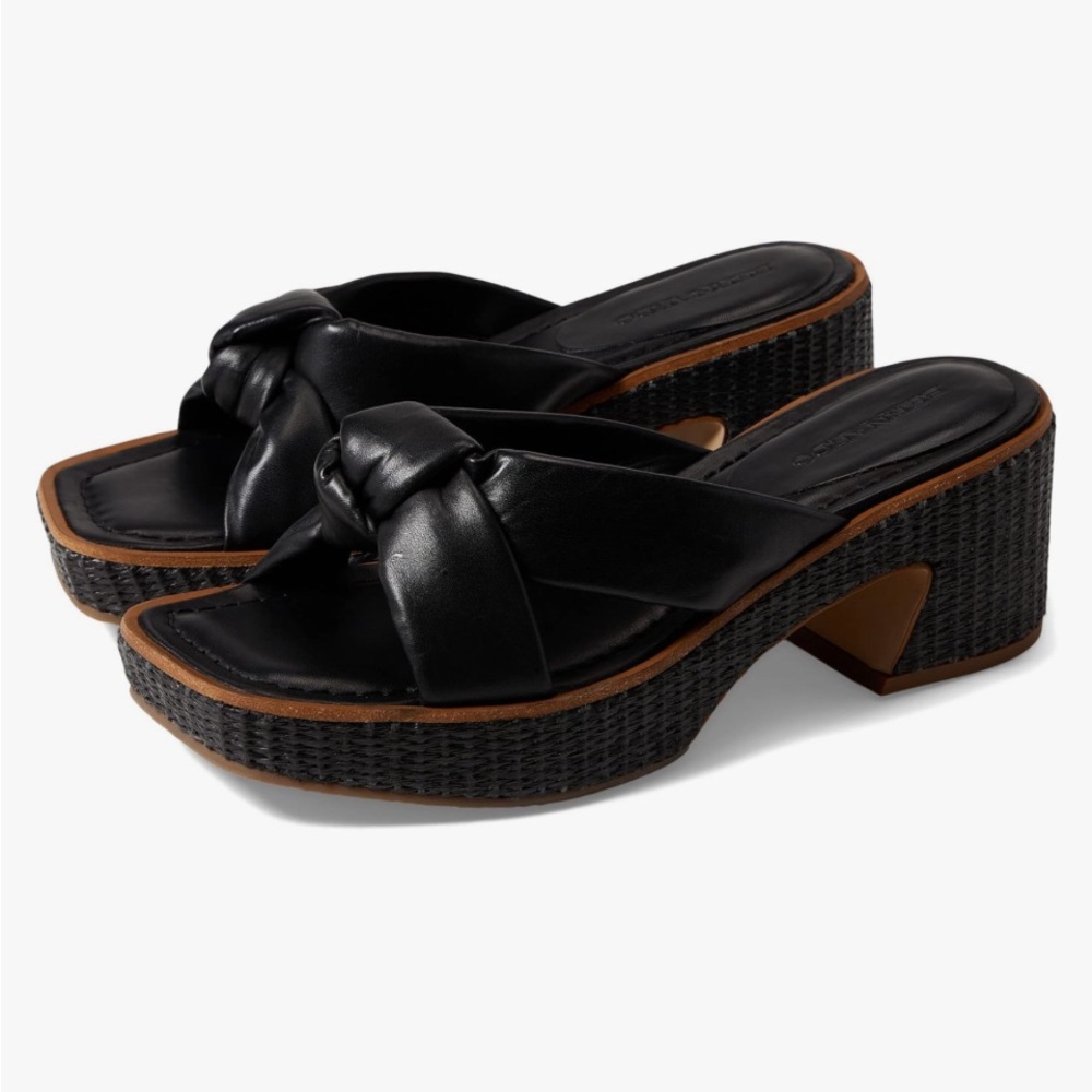 Bernardo Jolie Raffia Black Glove Leather sandals Size 9M